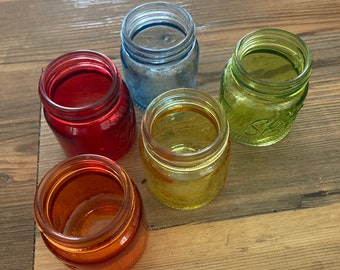 Five Colorful Glass Shot Glasses