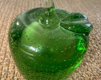 Large Art Glass Green Apple