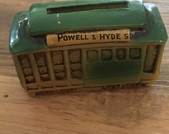 Vintage Powell and Hyde San Francisco Trolley Cable Car Ceramic Bank Made in Korea
