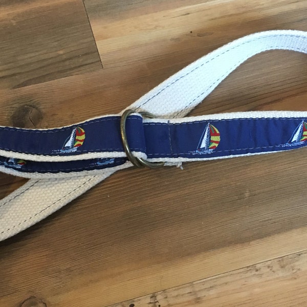 Leather Man Ltd. Essex, CT Child's Belt with Sailboats D Ring Belt