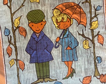 Dessin Dep Novelty Handkerchief Lovers in the Rain