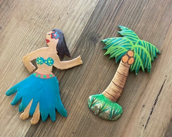 Hand Made in Haiti Palm Tree and Dancer Refrigerator Magnets