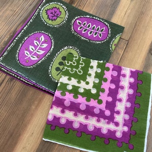 Two Green and Purple Designer Handkerchiefs Kreier