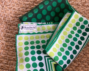 Nasharr Freres, Ltd. Green Polka Dot Scarf 100% Polyester Made in Japan