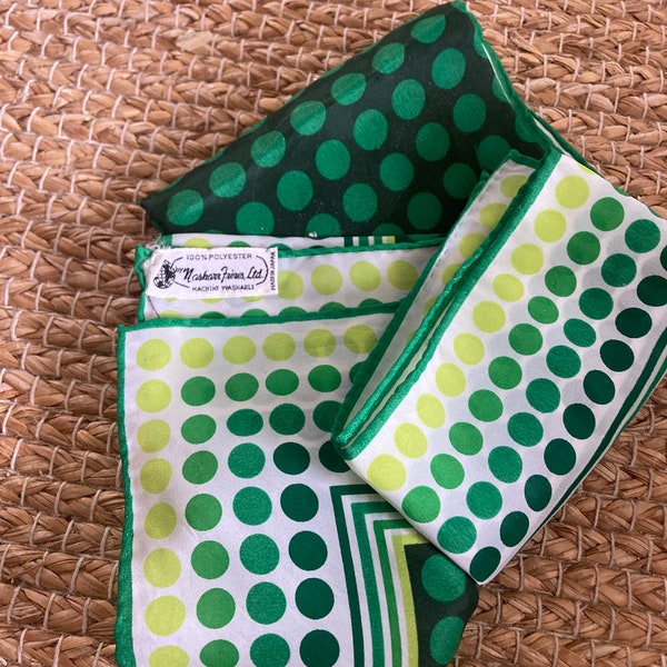 Nasharr Freres, Ltd. Green Polka Dot Scarf 100% Polyester Made in Japan