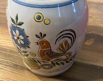 Ulmer Keramik Glazed Hand Painted Pottery Large Mug with Roosters