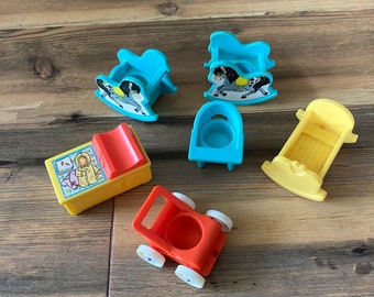 Six Piece Vintage Fisher Price Nursery Lot 1972