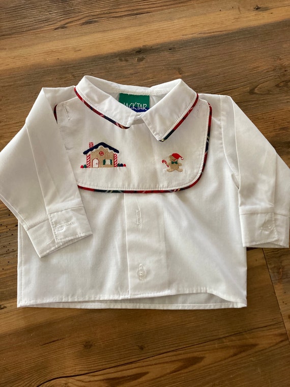 Little Boy's Bright White Shirt with Embroidered … - image 1
