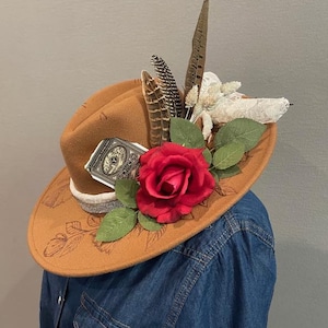 Hold my Halo, Beth inspired western burned hat. Rodeo, Girls night out or date night hat, perfect for the sassy girl.