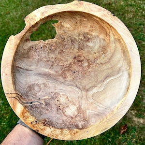 Low Profile Maple Burl Bowl with live edge features