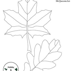Herbst Eiche und Ahornblatt Buntglas Muster digitaler Download, Baum Glas, Herbst Glasmalerei, Baum Blätter Glasmalerei