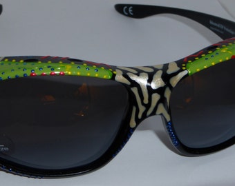 Luscious Lime, Hand Painted Polarized  Fit over SunglassesSunglasses that fit over your own eye glasses, custom made especially 4 you.