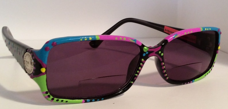 Tropical Pink Lemonaide, Hand Painted Bifocal Sunglasses colorful and created just for you image 4