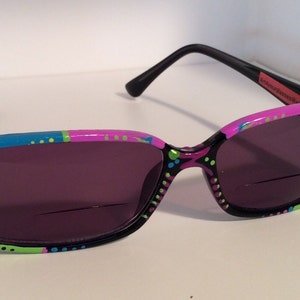 Tropical Pink Lemonaide, Hand Painted Bifocal Sunglasses colorful and created just for you image 3