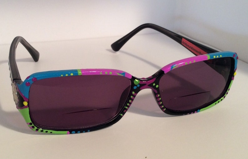 Tropical Pink Lemonaide, Hand Painted Bifocal Sunglasses colorful and created just for you image 3