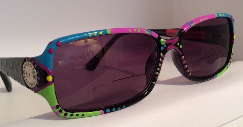 Tropical Pink Lemonaide, Hand Painted Bifocal Sunglasses colorful and created just for you image 2