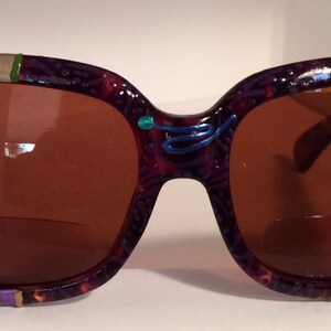 Big Verde Plums, Hand Painted Bifocal Sunglasses. Each are unique,colorful and made just for you most strengths available. image 2
