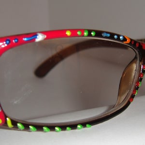 Raving Red, Hand Painted Reading Glasses!  Trendy, detailed, fashionable. They are custom painted just 4 you.