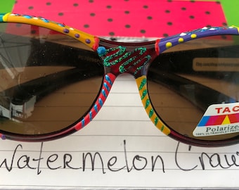 Watermelon Crawl Sunglasses that fit over your glasses, custom painted especially 4 you.