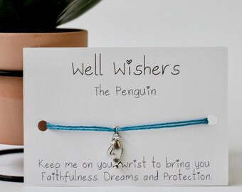 The Penguin : Keep me on your wrist to bring you Faithfulness, Dreams and Protection | Well Wishers UK Friendship Bracelet