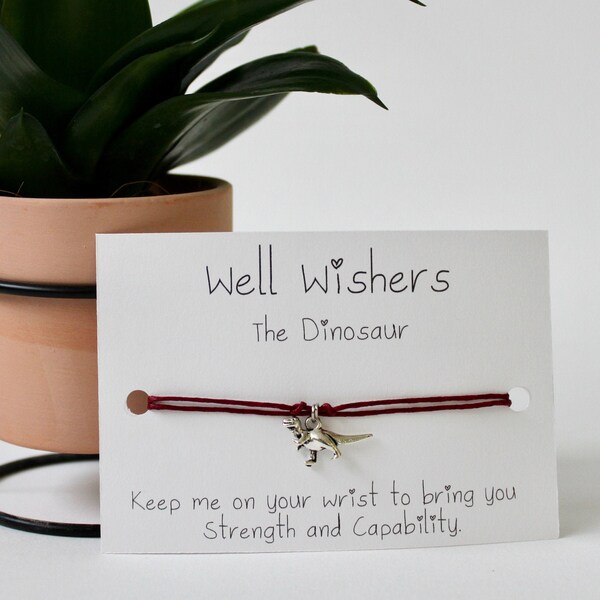 The Dinosaur - Keep me on your wrist to bring you Strength and Capability | Adjustable, Friendship Bracelet, String Bracelet, Dinosaur Gift