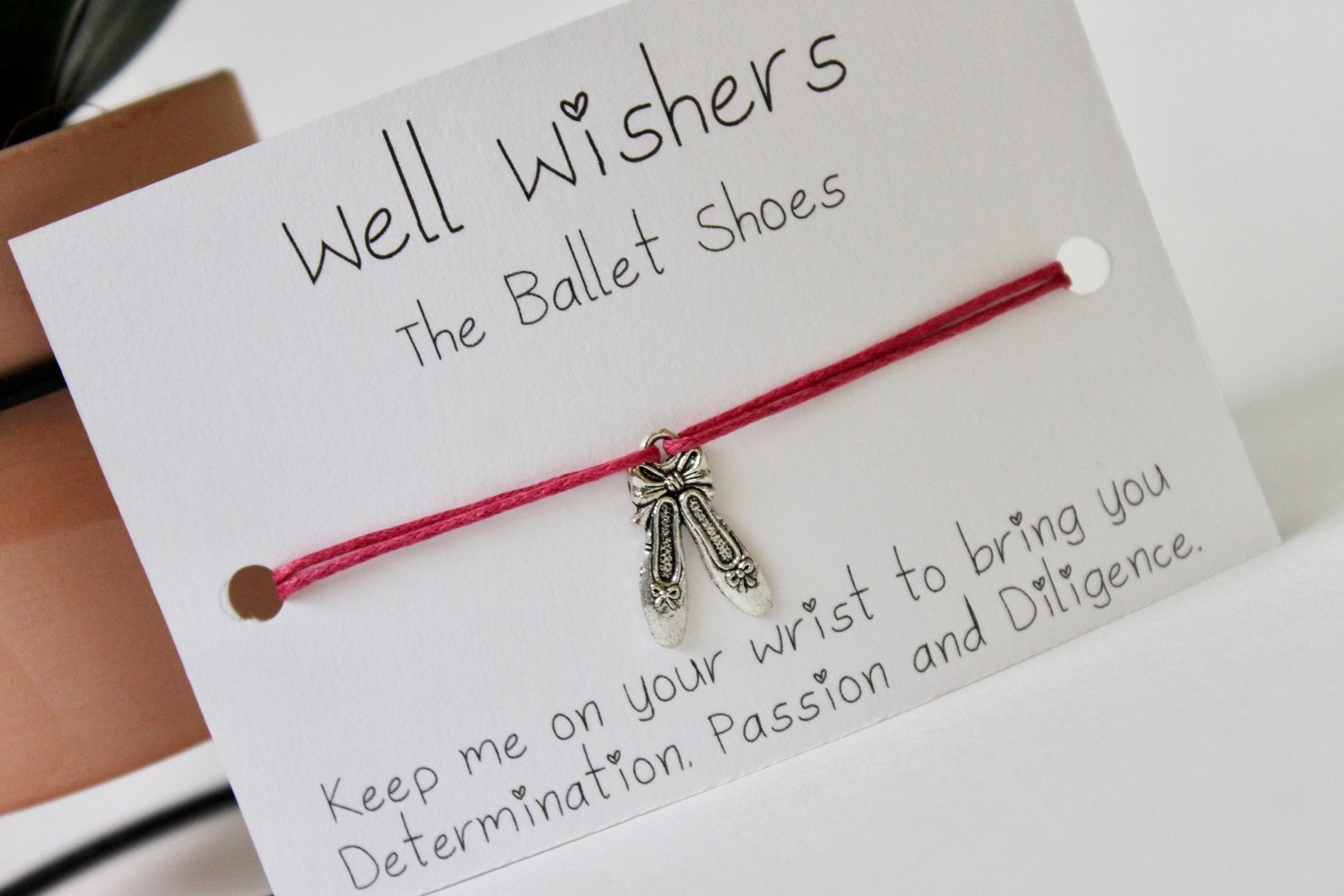ballet shoes charm bracelet - determination, passion and diligence| well wisher, wish bracelet, bff gift, dance, ballerina, birt
