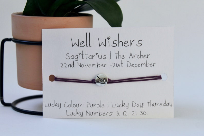 Well Wisher Zodiac Bracelet Sagittarius Charm Bracelet Personalised Birthday Star Sign Token Gift Birthday The Archer Good Wishes