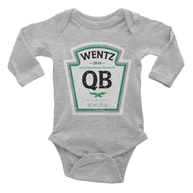 Cool Infant Wear Philadelphia Football Inspired Wentz QB Label Infant Long Sleeve Snapsuit Rompers