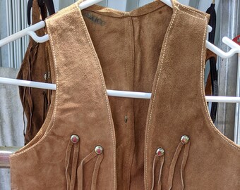 Vintage Original 1970's Child's Fringe Vest Made In Mexico Light Brown Boho Hippie