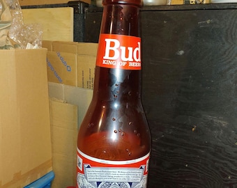 1970s Budweiser Bud Beer Plastic Bottle Restaurant Decor Display Marketing Item Not Sold In Stores Large 33" Tall RARE