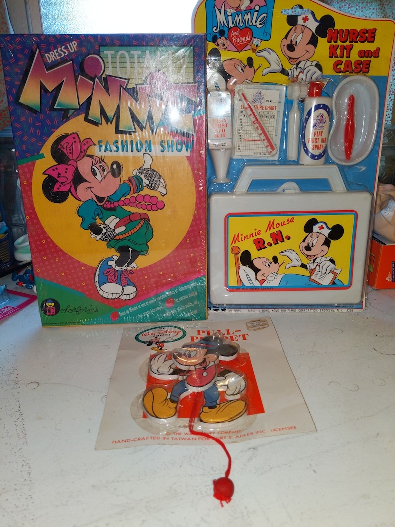 Vintage 3-1980 1970's Disney Mickey Minnie Mouse Dress up Colorforms ...