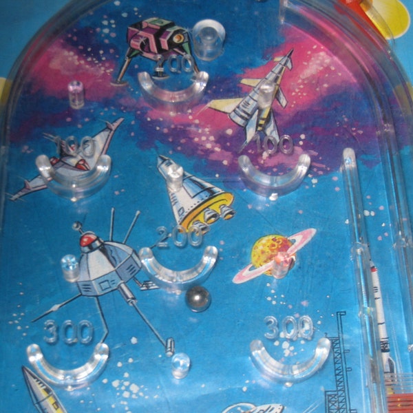 vintage * RARE * jeu de flipper jouet amusant vaisseau spatial en plastique des années 1990