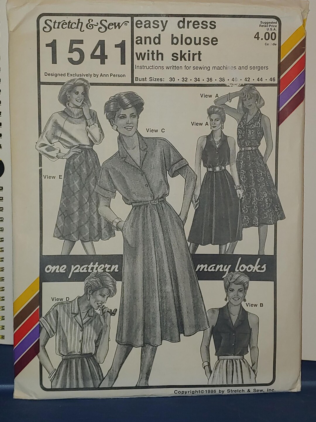 1986 Stretch and Sew 1541 Sewing Pattern 5 Different Easy Dress ...