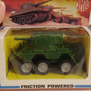 1981 Friction Powered Military Defense Vehicle Tank IMCO Toy Inc. Plastic Hong Kong 5+