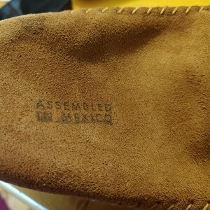 Vintage originele jaren 1970 alle suède mocassins schoenen geassembleerd in Mexico lichtbruin tan boho hippie SZ medium 7 nooit gedragen afbeelding 8