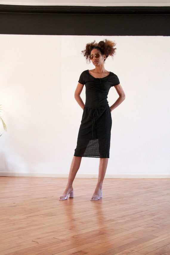 vtg fendi sheer zucca 2-piece skirt set