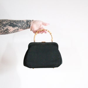 vtg Bambus Henkel Handtasche