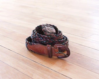 vtg leather woven belt