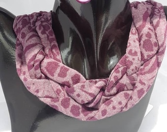 Scarf/Fabric Necklace - Light and Dark Purple Loosely Braided