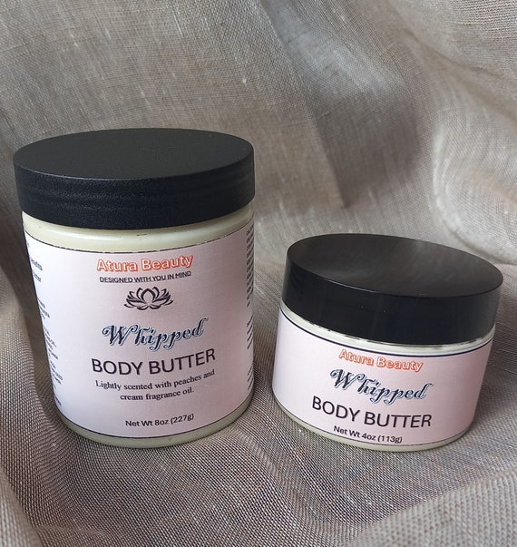 Peaches and Cream (light, pleasant fragrance) Whipped Body Butter.