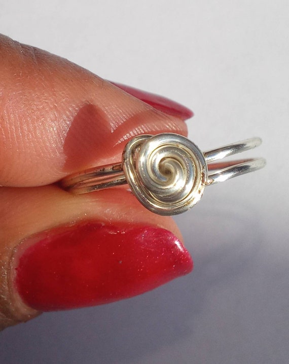 Size 10, Rose wire wrapped ring with lead-free, nickel-free silver wire