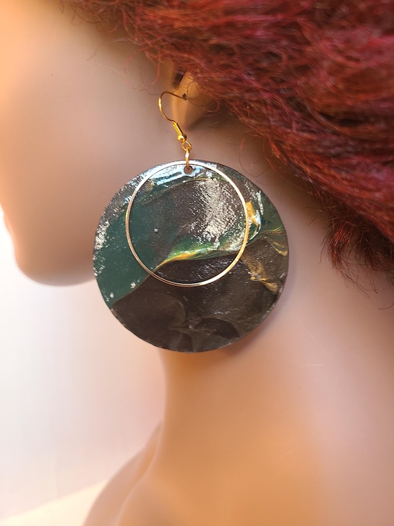Handpainted Circle Dangle Earrings