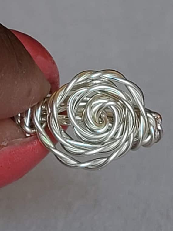Adjustable Silver Plated Twisted Rose Ring