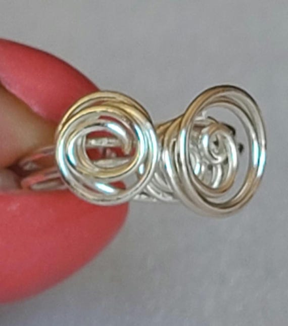 Silver Plated 18-gauge Multi Rose and Spiral Adjustable Ring.