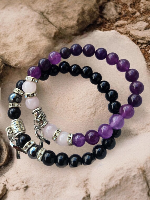 Size 6.5 / 8mm Natural Crystal Stone Couples Bracelet