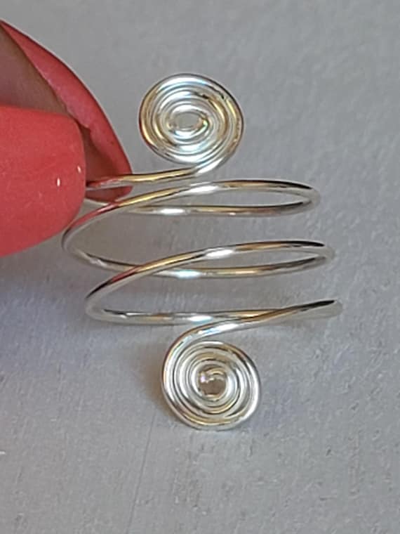 Silver Plated 18-gauge Double Spiral Adjustable Ring
