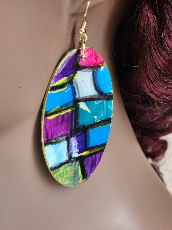 Oval Handpainted Earrings