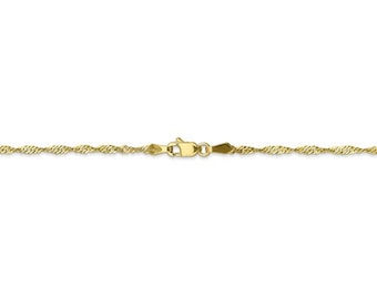 16 18 20 24 26/" 10K or Blanc Chaîne Singapour Chaîne Collier 1.25 mm Longueurs