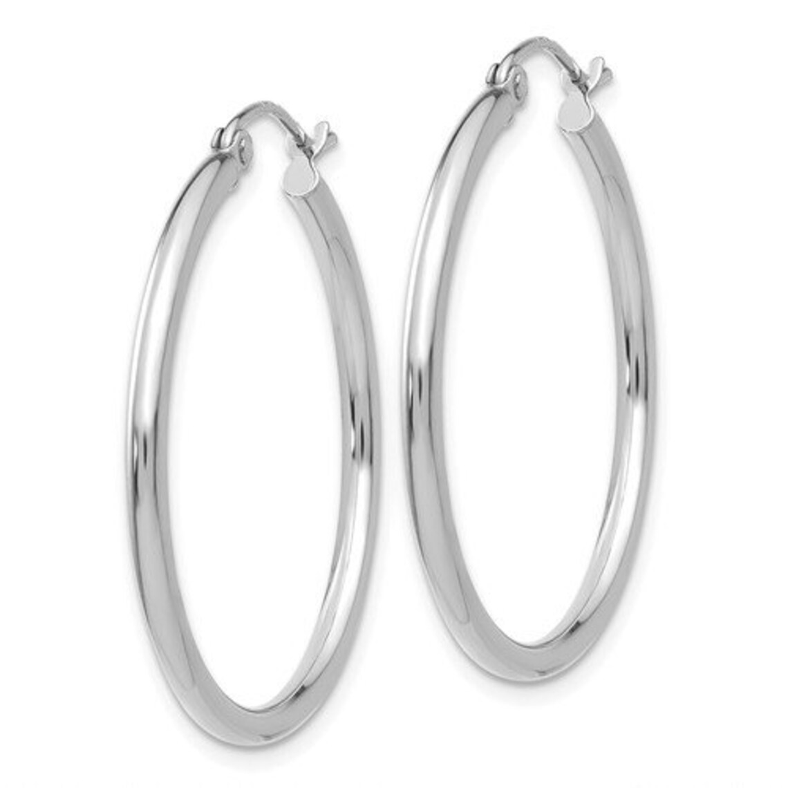 14K White Gold Classic Round Hoop Earrings 30mm x 2mm Etsy