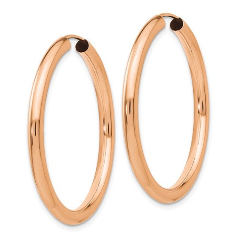 14K Rose Gold Endless Round Hoop Earrings 34mm x 2.75mm